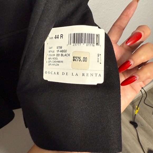 NWT Oscar De La Renta Ultralux Cashmere Blend Black 2 button Blazer sport coat - Picture 5 of 8